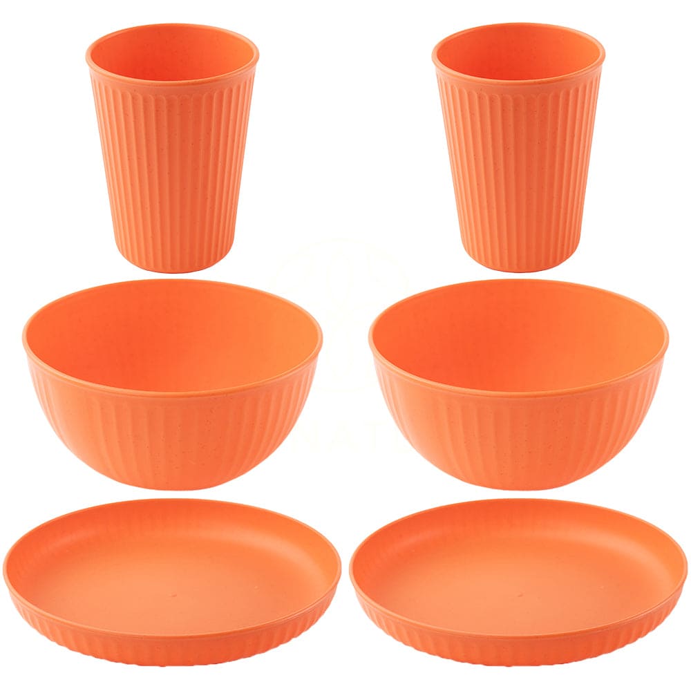 Wheat Straw and Bamboo Fiber Fluted Dinnerware 6 pcs Set