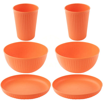 Wheat Straw and Bamboo Fiber Fluted Dinnerware 6 pcs Set