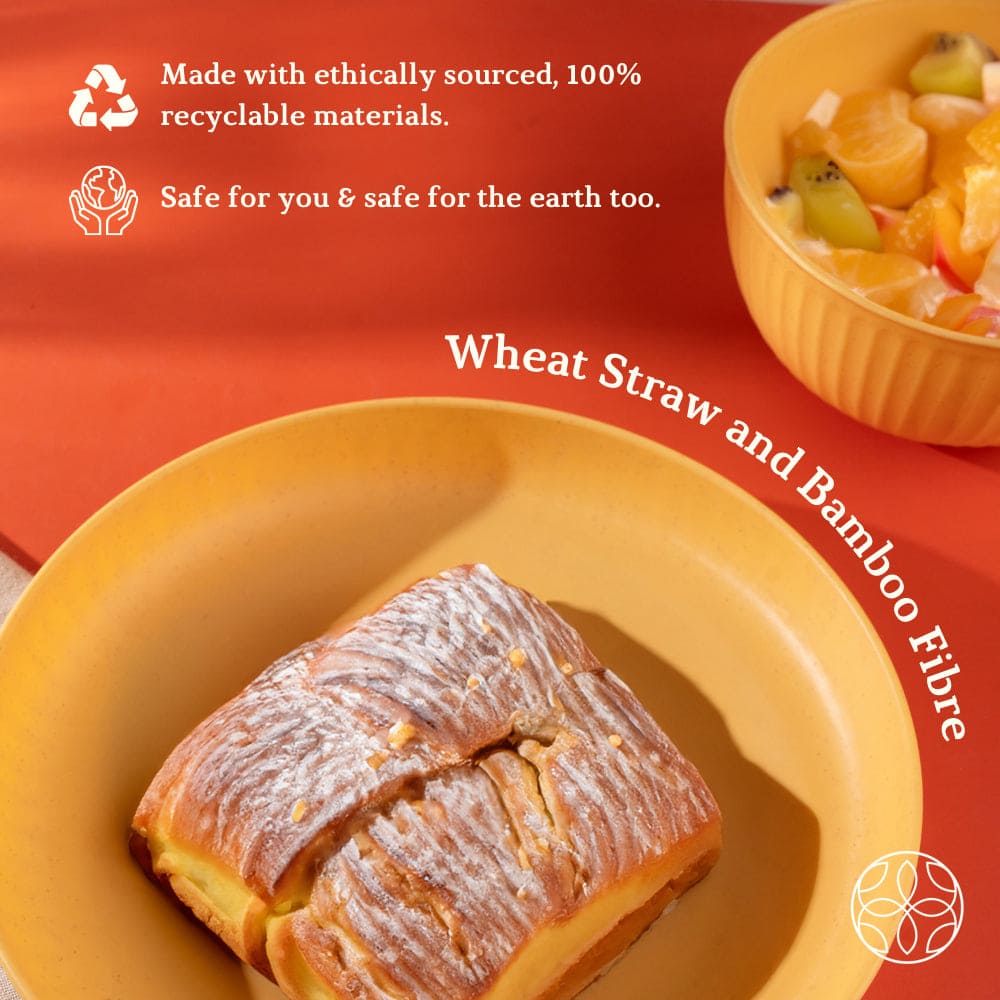 Wheat Straw and Bamboo Fiber Fluted Dinnerware 6 pcs Set