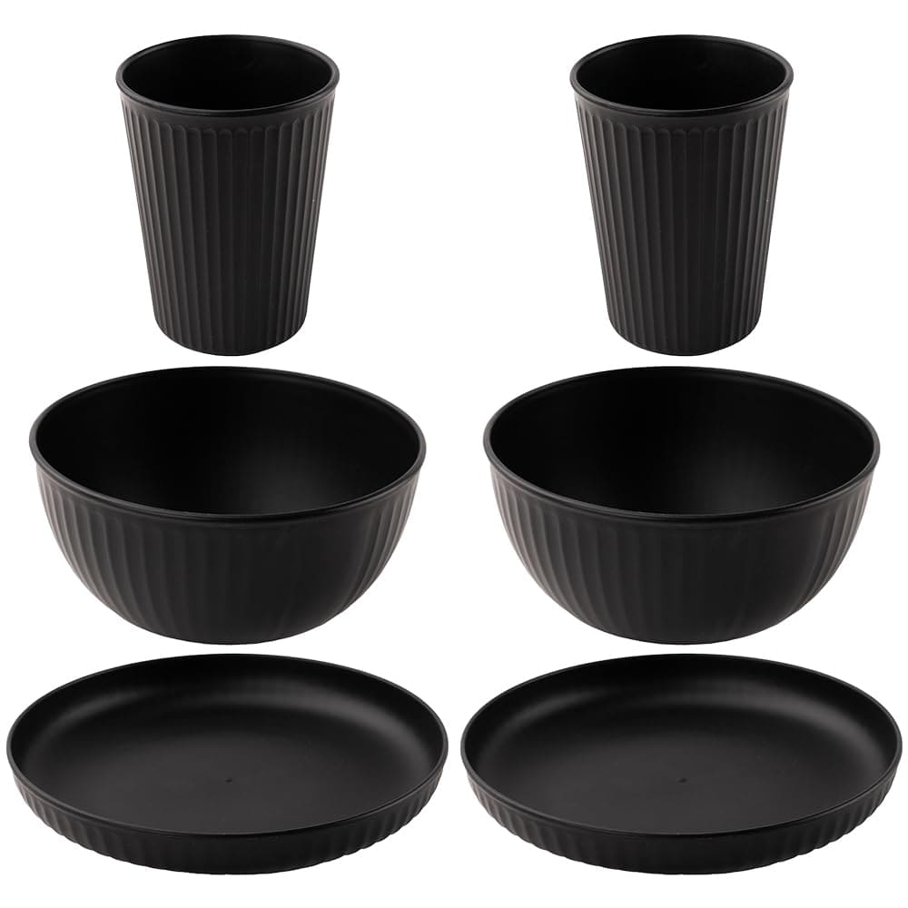 Wheat Straw and Bamboo Fiber Fluted Dinnerware 6 pcs Set