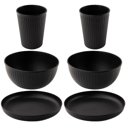 Wheat Straw and Bamboo Fiber Fluted Dinnerware 6 pcs Set