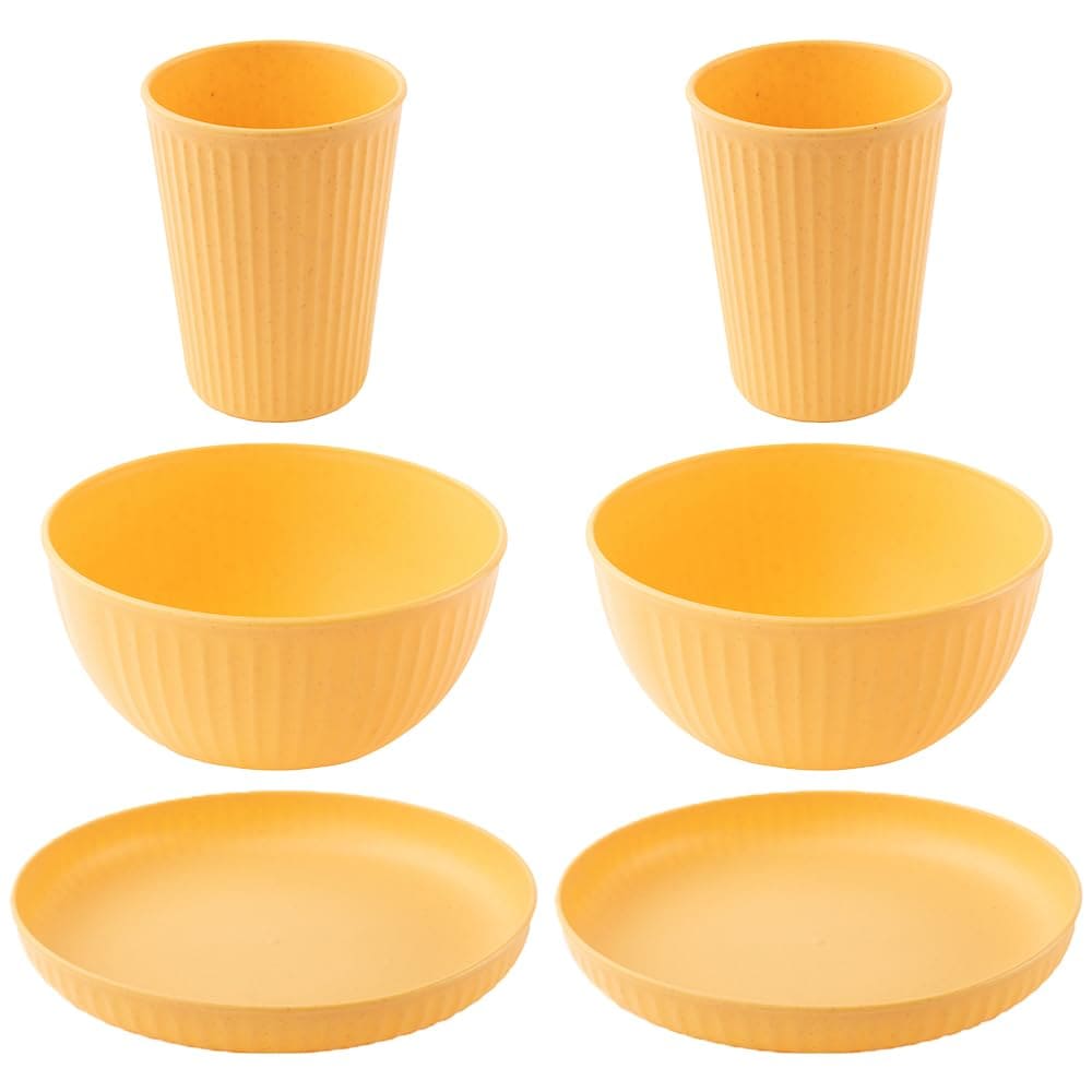 Wheat Straw and Bamboo Fiber Fluted Dinnerware 6 pcs Set