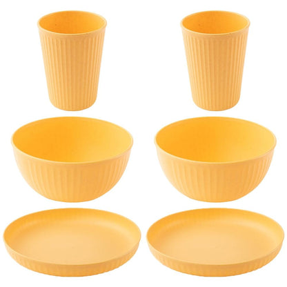 Wheat Straw and Bamboo Fiber Fluted Dinnerware 6 pcs Set