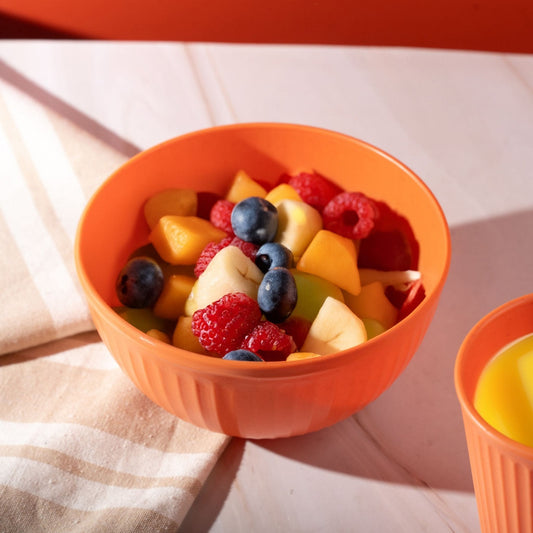 Wheat Straw and Bamboo Fiber Fluted Serving Bowls