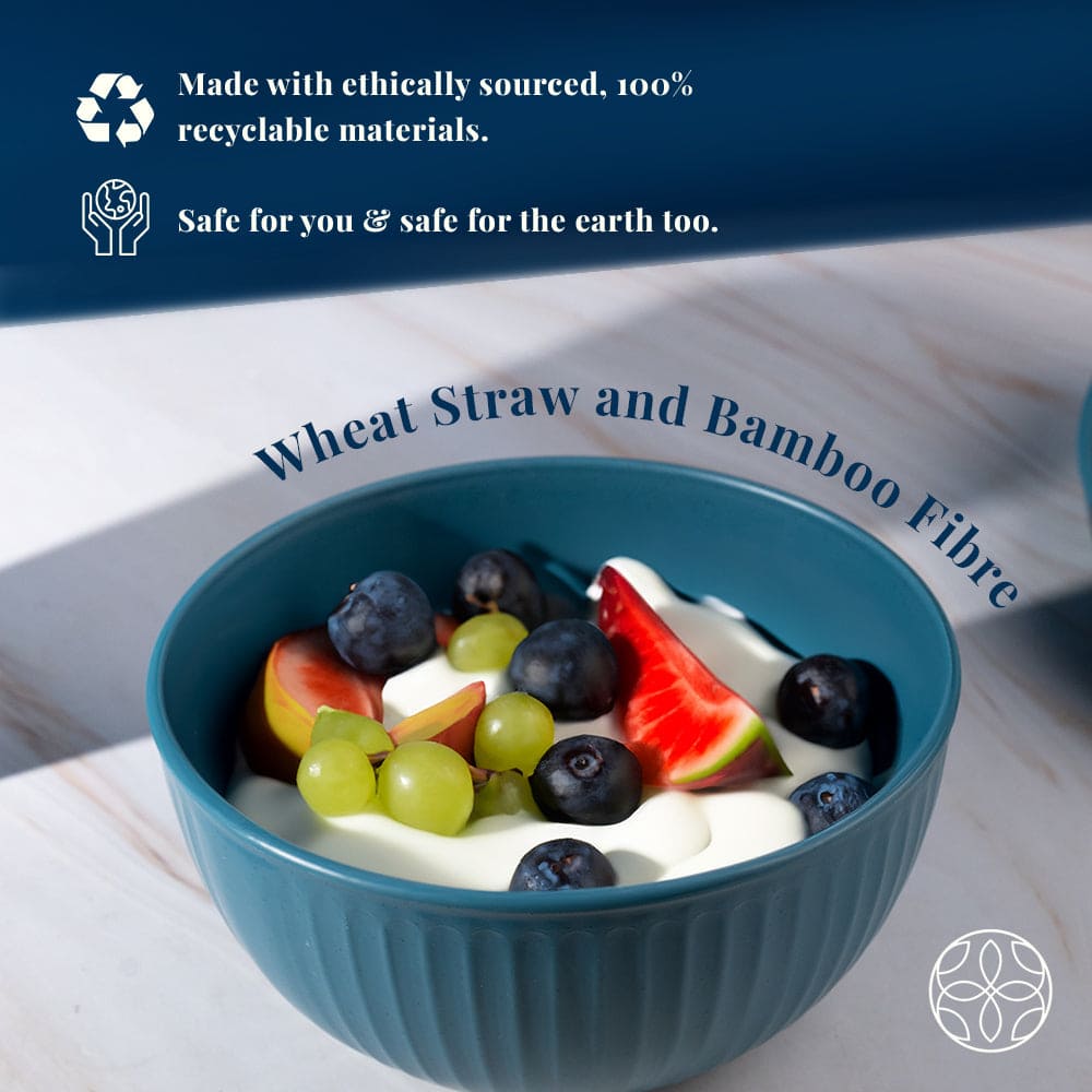 Wheat Straw and Bamboo Fiber Fluted Serving Bowls