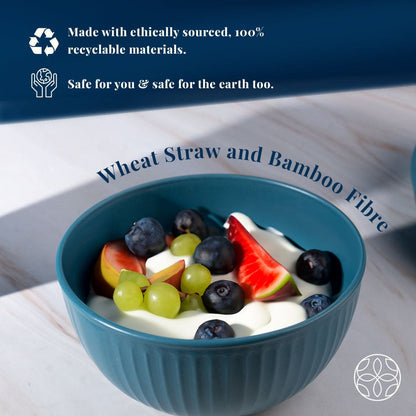 Wheat Straw and Bamboo Fiber Fluted Serving Bowls