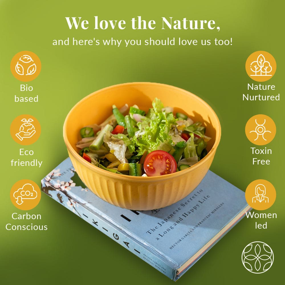 Wheat Straw and Bamboo Fiber Fluted Serving Bowls
