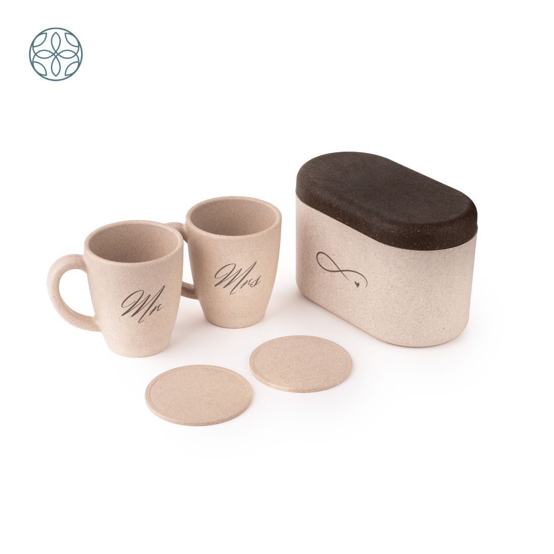 Eco-Friendly Couple's Rice Husk Mug & Coaster Gift Set with multi-utility box (Ever After)
