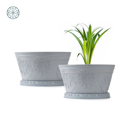 Eco Friendly Rice Husk Lotus 9.5 inch Pots & Planter | Soft Beige
