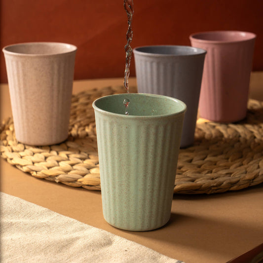 Rice Husk & Bamboo Fibre Fluted Cups Set Pack of 4