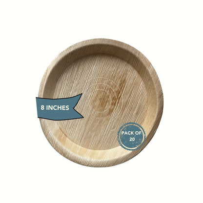 Disposable Areca Plates 8 Inches- Pack of 20