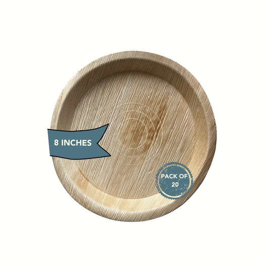 Disposable Areca Plates 8 Inches- Pack of 20