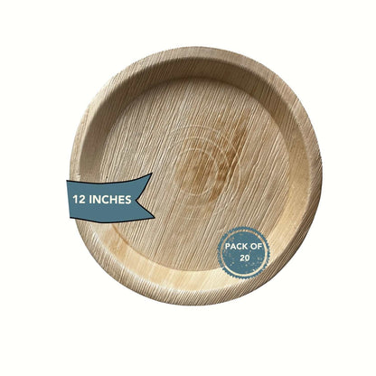 Disposable Areca Plates 12 Inches- Pack of 20